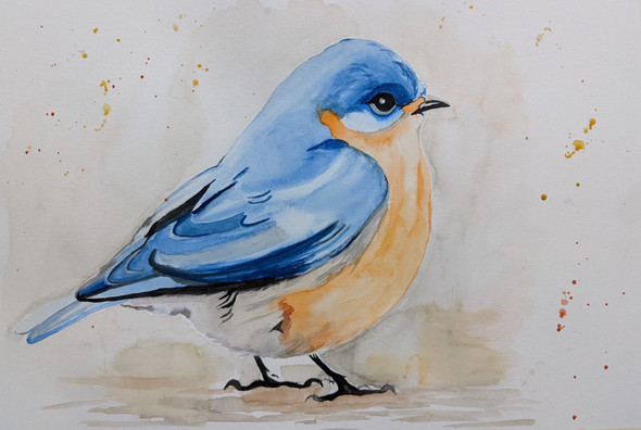 Blue Bird (ART_7813_53204) - Handpainted Art Painting - 15in X 11in