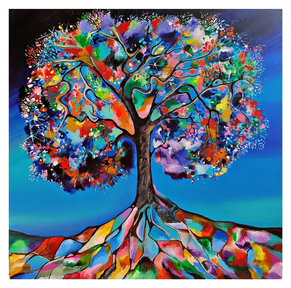 TREE OF LIFE (ART_7850_53618) - Handpainted Art Painting - 36in X 36in