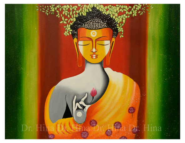 Buddha (ART_7585_53545) - Handpainted Art Painting - 30in X 24in
