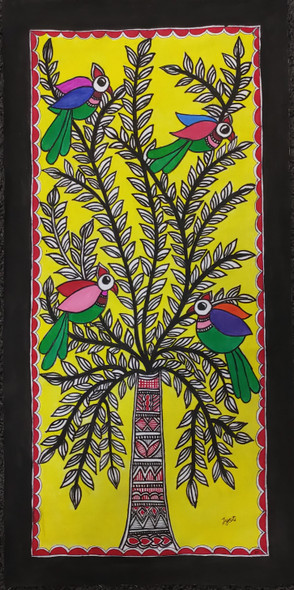 Madhubani - Palm Tree (PRT_7230_53430) - Canvas Art Print - 11in X 18in