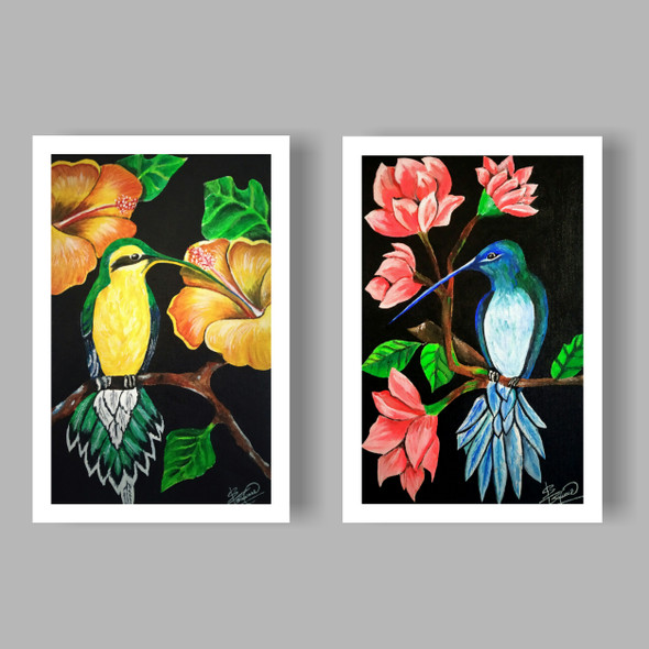 2 Piece Birds Art (ART_7664_53862) - Handpainted Art Painting - 13in X 10in