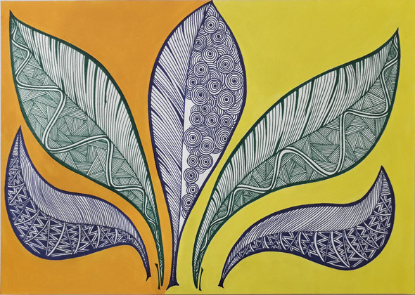 Leaves Expression 2 (ART_7864_53782) - Handpainted Art Painting - 12in X 17in