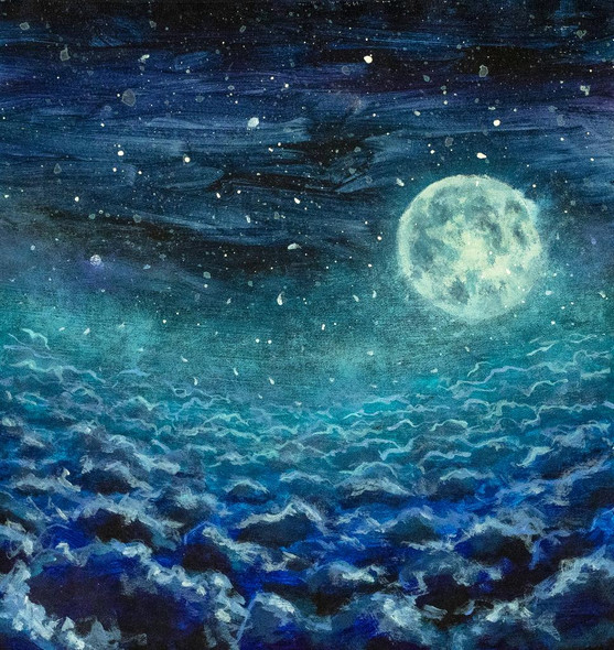 Moon Art (PRT_5967) - Canvas Art Print - 22in X 23in