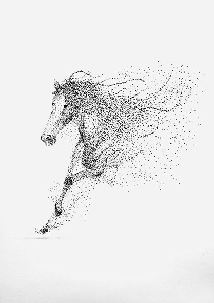 Dotted Horse  (ART_7880_54096) - Handpainted Art Painting - 8in X 11in