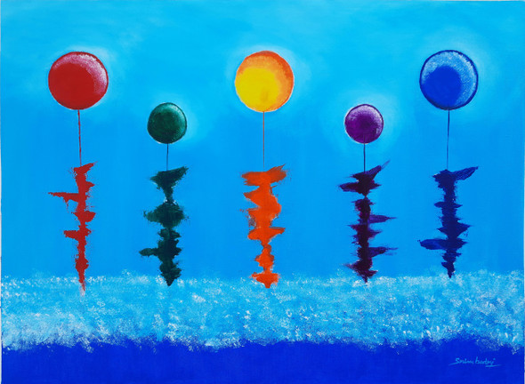 Balloons and Bonding (ART_7876_54026) - Handpainted Art Painting - 31in X 23in