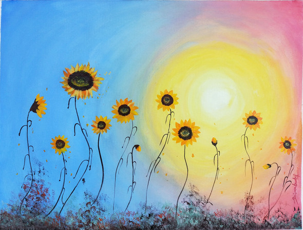 Autumn sunrise  (ART_7876_54021) - Handpainted Art Painting - 30in X 23in