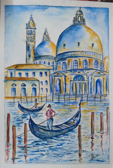 Venice (ART_7810_53993) - Handpainted Art Painting - 8in X 11in