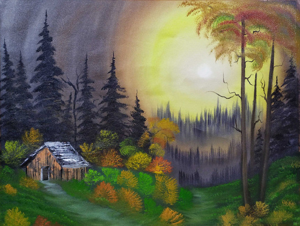 Golden Sunset (ART_7871_53936) - Handpainted Art Painting - 24in X 18in