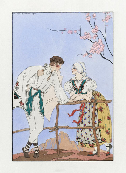 Gentils Propos (1922) By George Barbier (PRT_6201) - Canvas Art Print - 17in X 24in