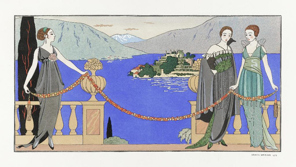 "Isola Bella" Robes Du Soir De Redfern (1914) By George Barbier (PRT_6207) - Canvas Art Print - 30in X 17in