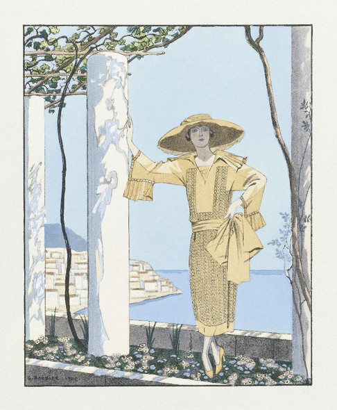 Amalfi Robe, De Worth From Gazette Du Bon Ton No 7, Pl 54 (1922) By George Barbier (PRT_6210) - Canvas Art Print - 18in X 22in