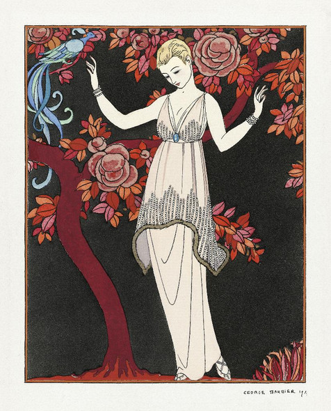 L'Arbre De Science- Robe Du Soir De Doeuillet (1914) By George Barbier (PRT_6241) - Canvas Art Print - 21in X 27in