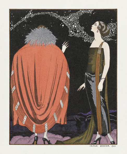 La Voie Lact√©e- Robe Et Manteau Pour Le Soir, De Worth (1921) By George Barbier (PRT_6259) - Canvas Art Print - 19in X 24in