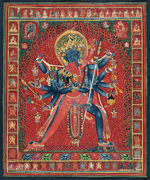 Chakrasamvara And Consort Vajravarahi (ca 1450 To 1500) During Sakya Order Period (PRT_6288) - Canvas Art Print - 20in X 23in