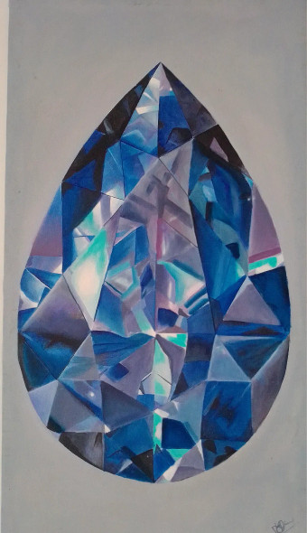 Blue Beauty Diamond (ART_5868_54261) - Handpainted Art Painting - 15in X 25in