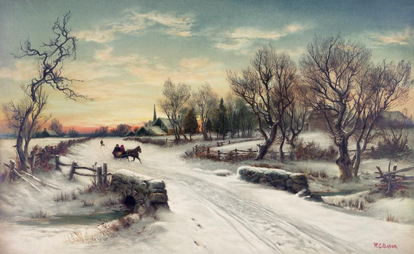 Christmas Morn (ca 1880) By W C Bauer (PRT_6299) - Canvas Art Print - 38in X 24in