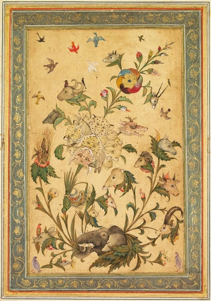 A Floral Fantasy Of Animals And Birds (PRT_6359) - Canvas Art Print - 28in X 40in