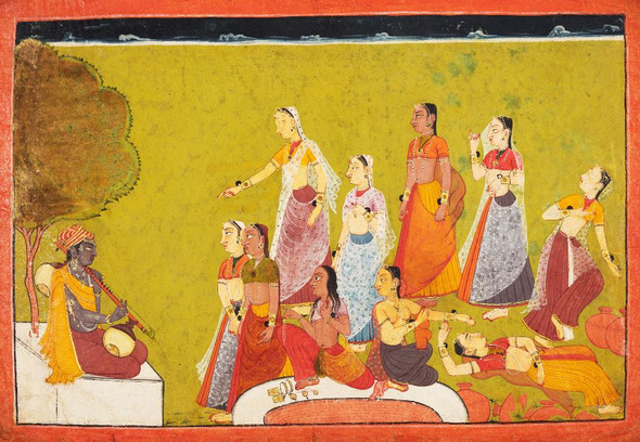 A Group Of Women In Ecstasy Before Madhava, From A Madhavanala Kamakandala (PRT_6360) - Canvas Art Print - 40in X 28in