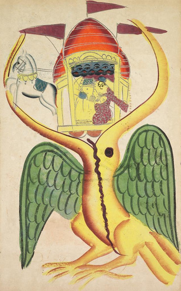 Jatayu Hinders Ravana‚Äôs Chariot, Trying To Prevent The Abduction Of Sita (PRT_6390) - Canvas Art Print - 26in X 41in