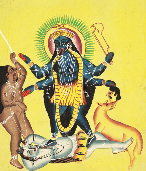 Kali Standing On Shiva (PRT_6392) - Canvas Art Print - 22in X 26in