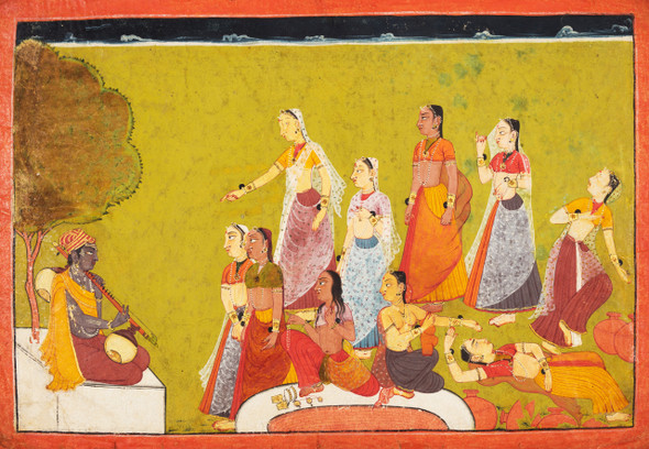 A Group Of Women In Ecstasy Before Madhava, From A Madhavanala Kamakandala (PRT_6455) - Canvas Art Print - 40in X 28in