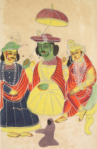 Rama And Sita Enthroned With Lakshmana And Hanuman Attending  (PRT_6456) - Canvas Art Print - 25in X 38in