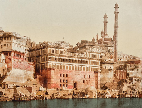 India Benares Aurangzeb's Mosque, After A Photo By Dr Kurt Boeck (PRT_6584) - Canvas Art Print - 37in X 28in