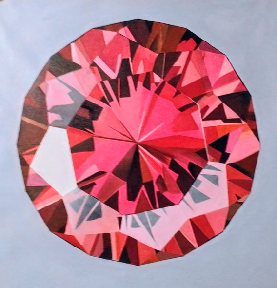 Red Ruby (ART_5868_54540) - Handpainted Art Painting - 32in X 32in