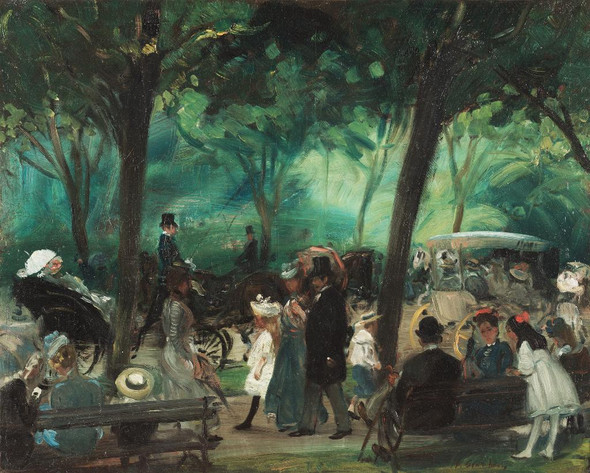 The Drive, Central Park By William Glackens (PRT_6609) - Canvas Art Print - 32in X 26in
