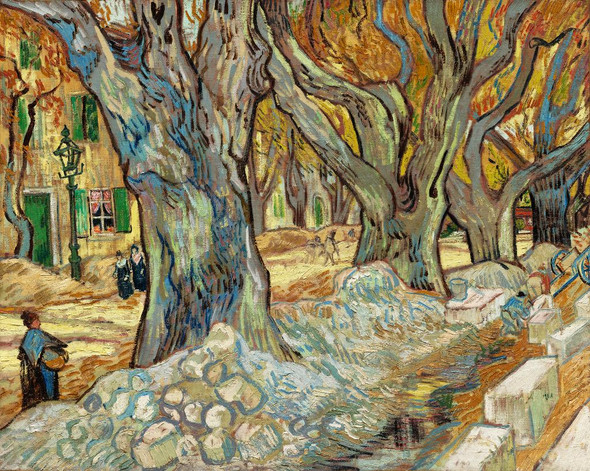 The Large Plane Trees (Road Menders At Saint R√©my) By Vincent Van Gogh (PRT_6615) - Canvas Art Print - 35in X 28in