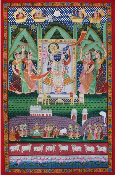 Indian Traditional Pichwai Shrinath Ji Painting (ART_7555_54563) - Handpainted Art Painting - 42in X 65in