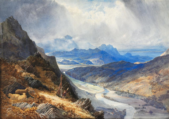 A View From Moel Cynwich Looking Over The Vale Of Afon Mawddach And Toward Cader Idris By William Turner (PRT_6703) - Canvas Art Print - 35in X 25in