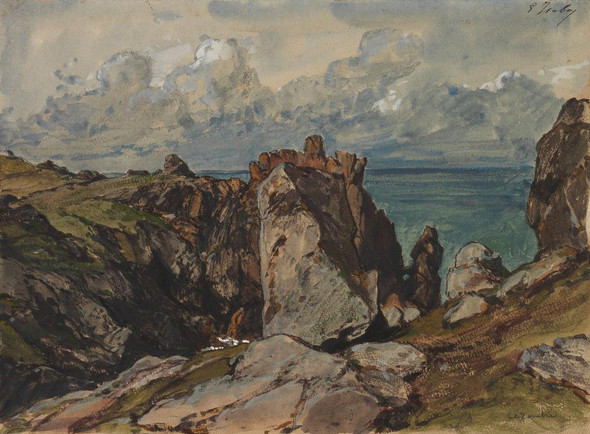 Cliffs By The Sea At C√©zembre, Brittany By Eug√®ne Isabey (PRT_6714) - Canvas Art Print - 38in X 28in