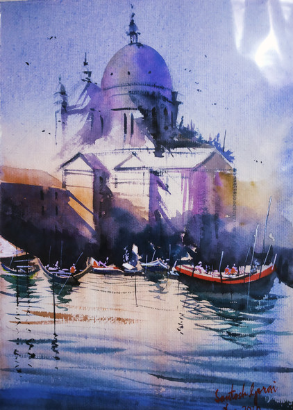 Venice (ART_7902_54730) - Handpainted Art Painting - 11in X 15in