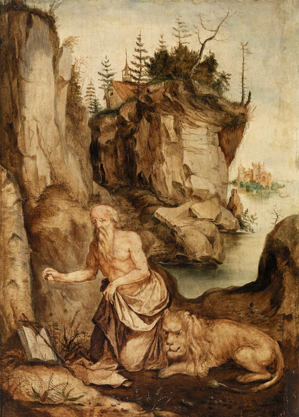 Saint Jerome And The Lion By Albrecht D√ºrer (PRT_6809) - Canvas Art Print - 26in X 36in