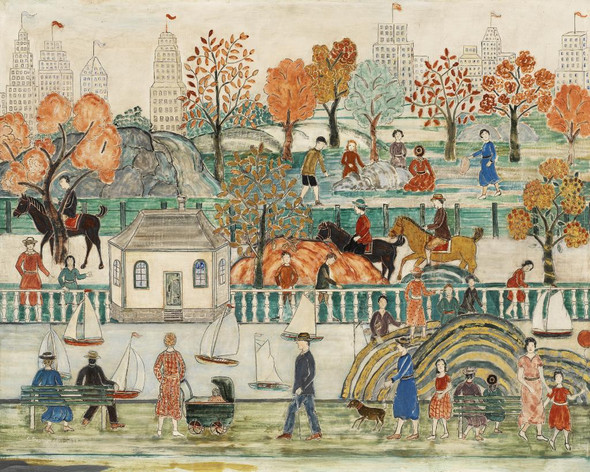 Central Park By Charles Prendergast (PRT_6818) - Canvas Art Print - 35in X 28in