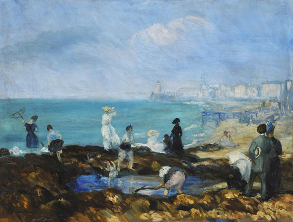 Beach At Dieppe By William James Glackens (PRT_6885) - Canvas Art Print - 37in X 28in