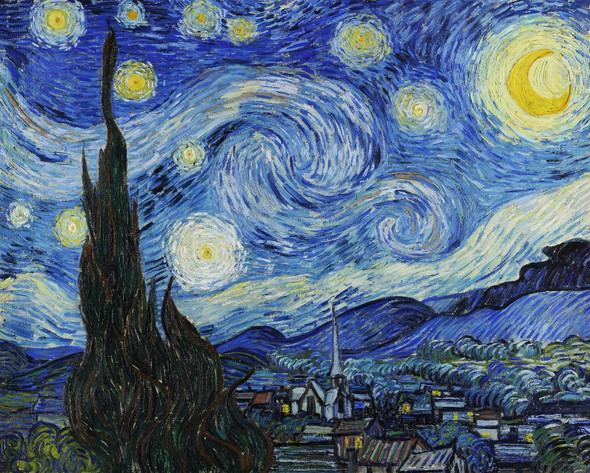 The Starry Night (1889) By Vincent Van Gogh (PRT_6943) - Canvas Art Print - 35in X 28in