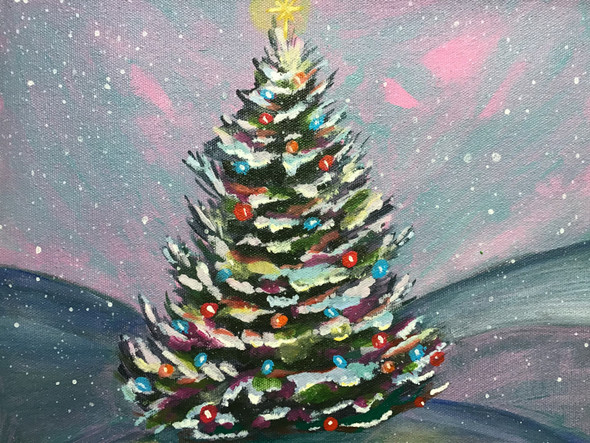 Christmas tree (ART_7906_54634) - Handpainted Art Painting - 10in X 12in