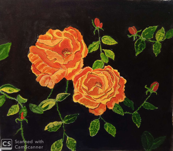 THE ROSES (ART_2419_43427) - Handpainted Art Painting - 14in X 13in