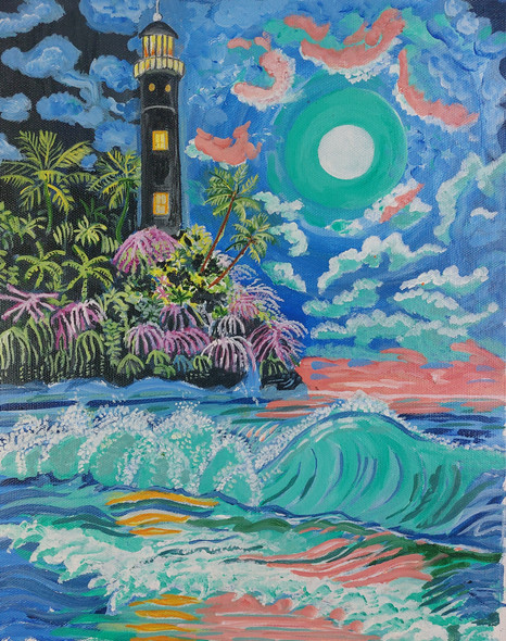 THE  SEA LANDSCAPE (ART_2419_29978) - Handpainted Art Painting - 11in X 14in