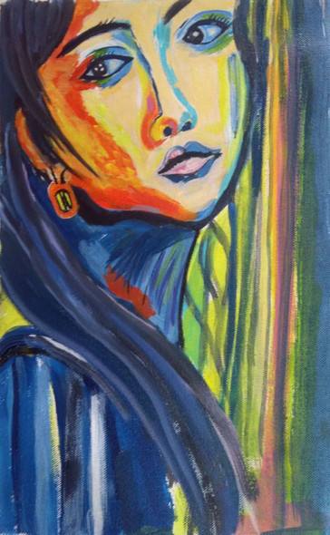 THE KOREAN GIRL (ART_2419_28481) - Handpainted Art Painting - 10in X 14in