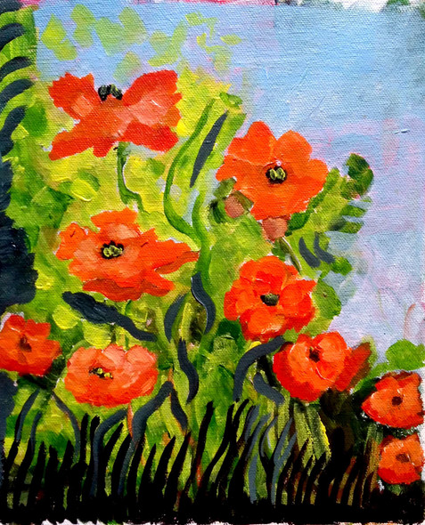 THE  FLOWERS OF FOREST (ART_2419_24166) - Handpainted Art Painting - 9in X 10in