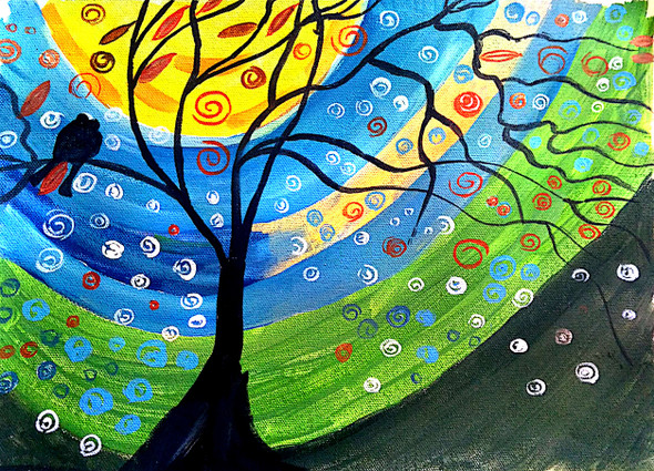 THE LIGHT AND DARKNESS (ART_2419_23905) - Handpainted Art Painting - 15in X 11in