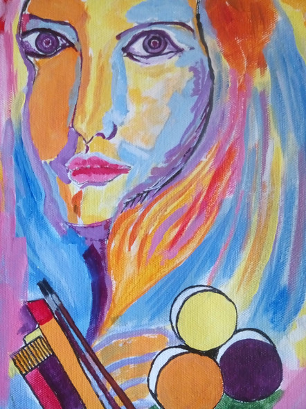 The thinking girl (ART_2419_20940) - Handpainted Art Painting - 10in X 14in