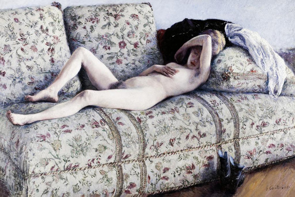 Nude On A Couch By Gustave Caillebotte (PRT_7215) - Canvas Art Print - 38in X 26in