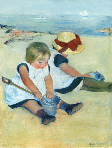 Children Playing On The Beach (1884) By Mary Cassatt (PRT_7262) - Canvas Art Print - 18in X 24in