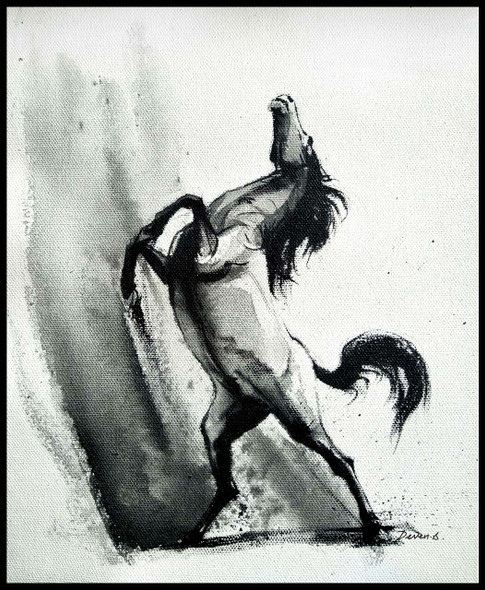 Hey Horses-Freedom (ART_7946_55085) - Handpainted Art Painting - 7in X 9in