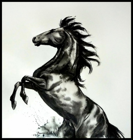 Hey Horses-Confidence (ART_7946_55083) - Handpainted Art Painting - 12in X 12in