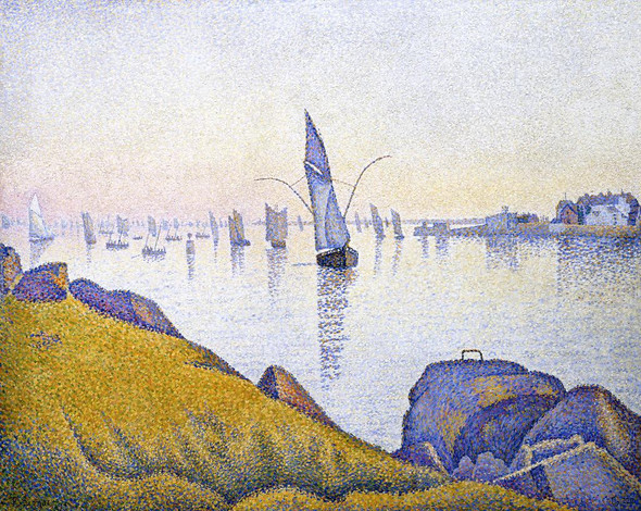 Evening Calm, Concarneau, Opus 220 (Allegro Maestoso) (1891) By Paul Signac (PRT_7280) - Canvas Art Print - 22in X 17in